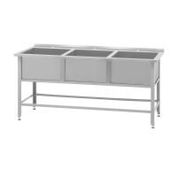 Ванна моечная ВМСн - 630/3 (1790*630*860) "Norma Zn", 3 м/о 530*530*350 (полка с 3-мя отверстиями, борт; ножка угловая)