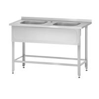 Ванна моечная ВМЦн - 1400*600*860 "Norma Zn", 2 м/о 500*400*250, борт, отв. д/смесит., экран (ножка угловая)