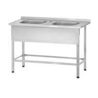 Ванна моечная ВМЦн - 1200*600*860 "Norma Ral", 2 м/о 400*400*250, борт, отв. д/смесит., экран (ножка профильная, тр. 40*40)