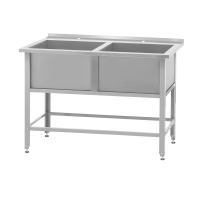 Ванна моечная ВМСн - 800/2 (1550*800*860) "Norma Inox", 2 м/о 700*700*400 (полка с 2-мя отверстиями, борт; ножка угловая)