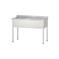 Ванна с рабочей поверхностью РПЦп - 1200*700*860 "Profi Inox" левая, м/о 400*500*250, борт, отв. д/смесит.