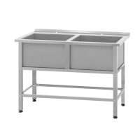 Ванна моечная ВМСн - 530/2 (1010*530*860) "Norma Inox", 2 м/о 430*430*300 (полка с 2-мя отверстиями, борт; ножка профильная, тр. 40*40)